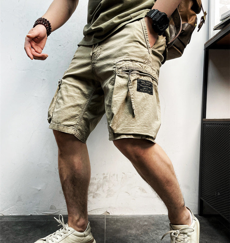 Men's Cargo Shorts with Multiple Pockets Drawstring