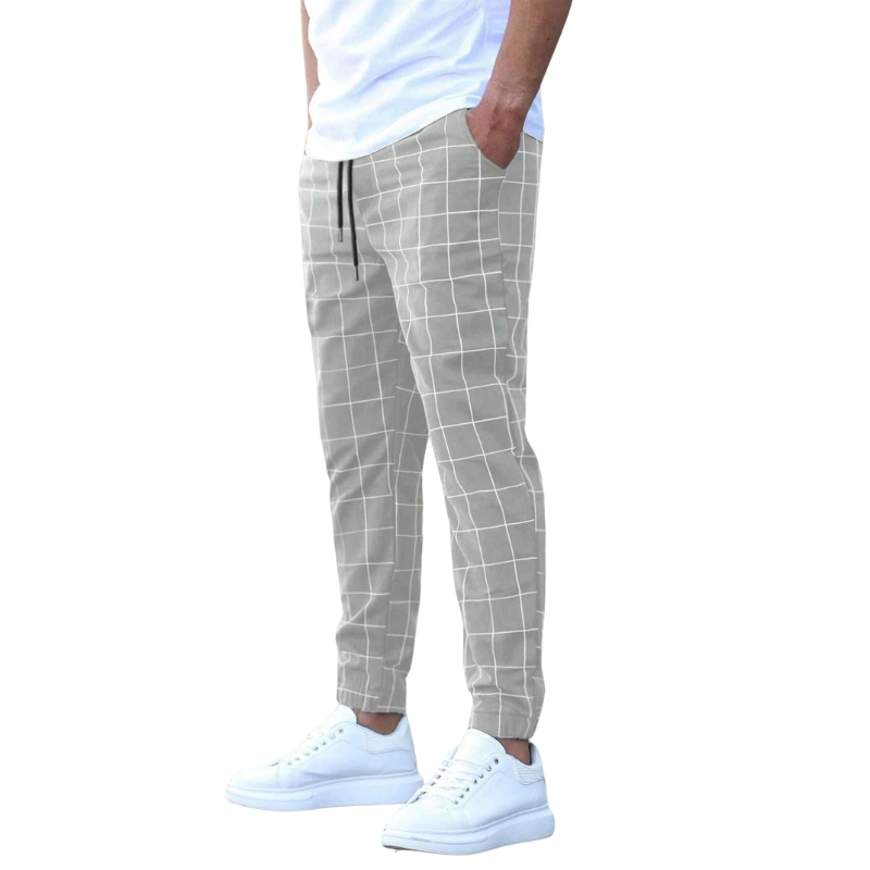 Men's Classic Plaid Jogger Pants with Pockets