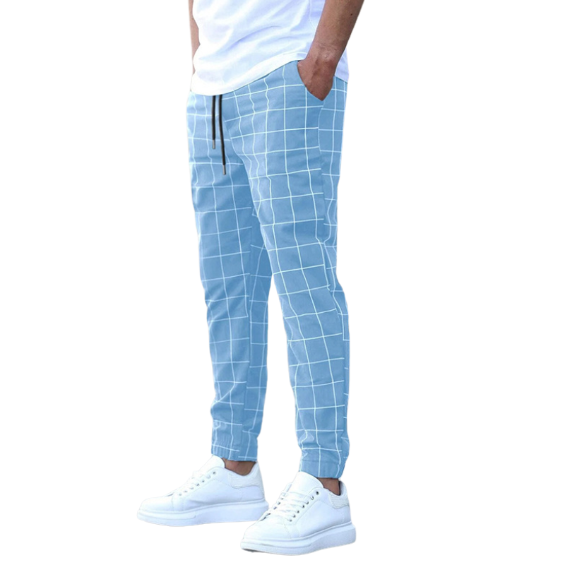 Men's Classic Plaid Jogger Pants with Pockets
