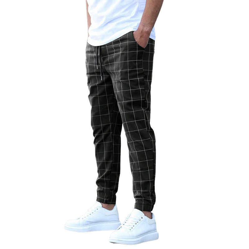 Men's Classic Plaid Jogger Pants with Pockets