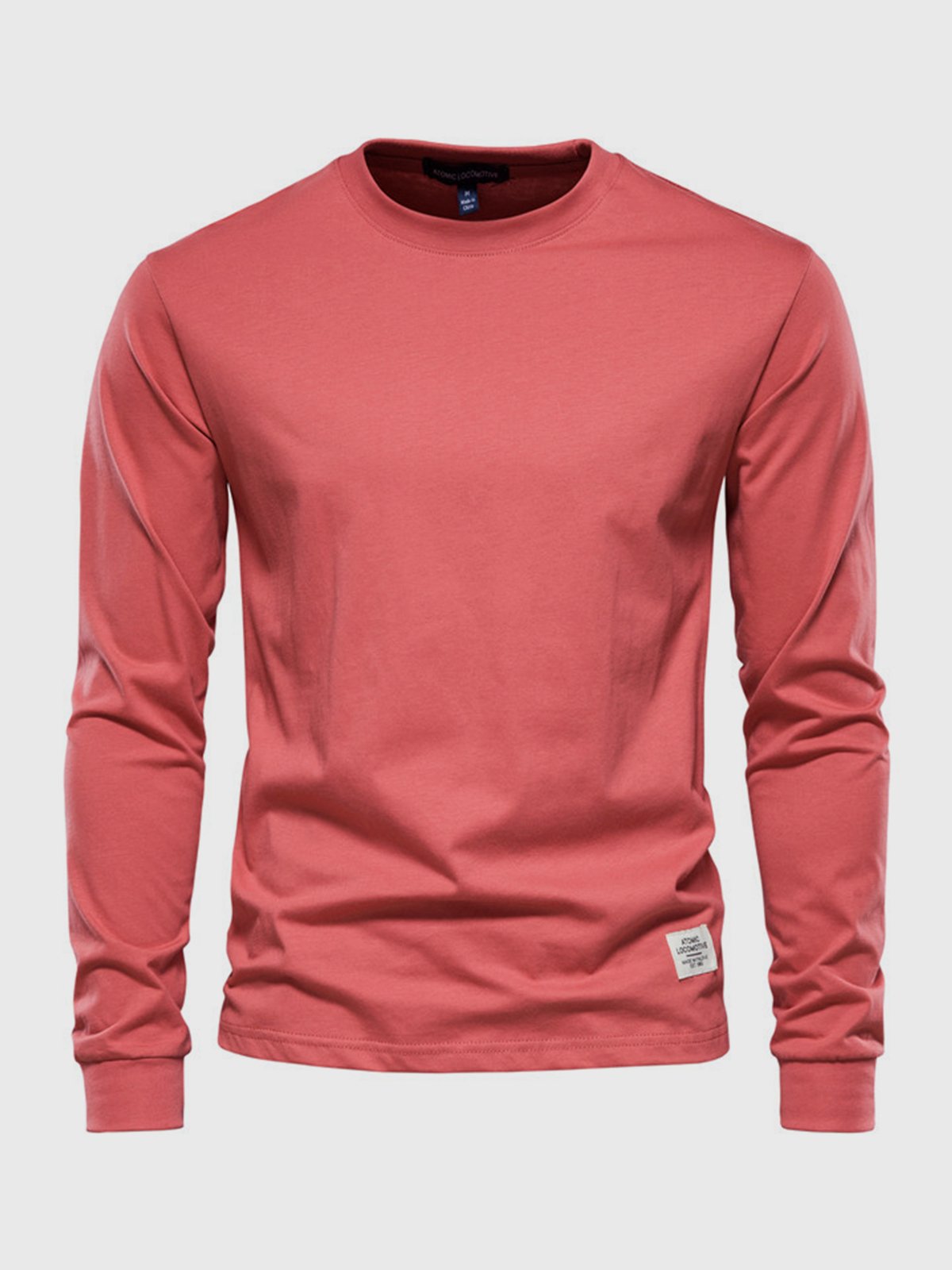 Men's Cotton Long Sleeve Shirt with Crew Neck