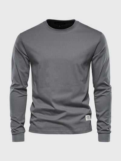Men's Cotton Long Sleeve Shirt with Crew Neck