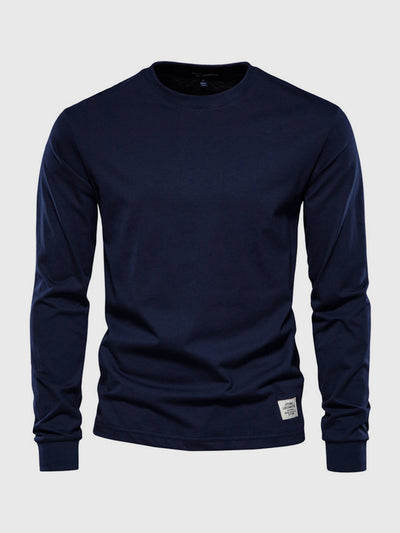 Men's Cotton Long Sleeve Shirt with Crew Neck