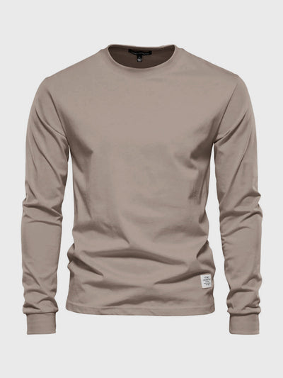 Men's Cotton Long Sleeve Shirt with Crew Neck