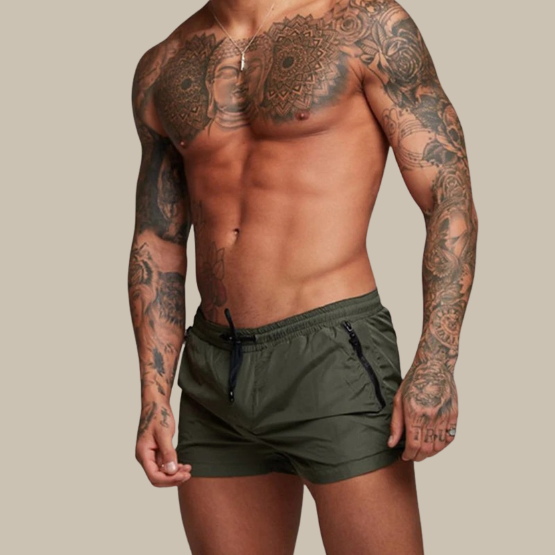Men's Elastic Waistband Beach Sport Shorts with Drawstring