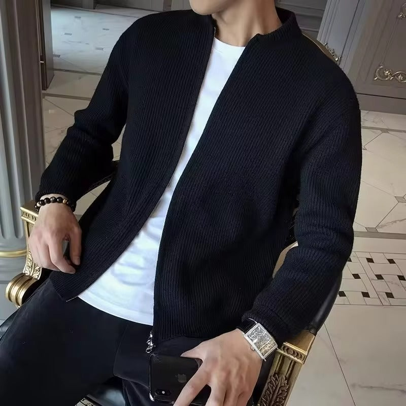 Men's Half Zip Knit Zipper Cardigan with Sleeves