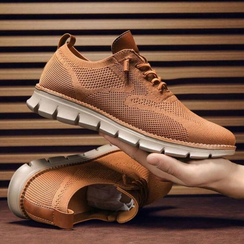 Men’s Knit Lace-Up Sneakers with Textured Sole