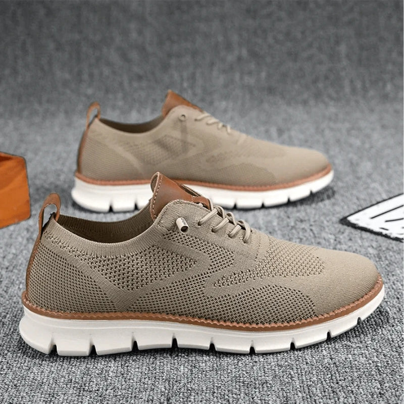 Men’s Knit Lace-Up Sneakers with Textured Sole