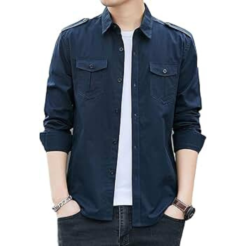 Men’s Long-Sleeve Shirt with Front Pockets