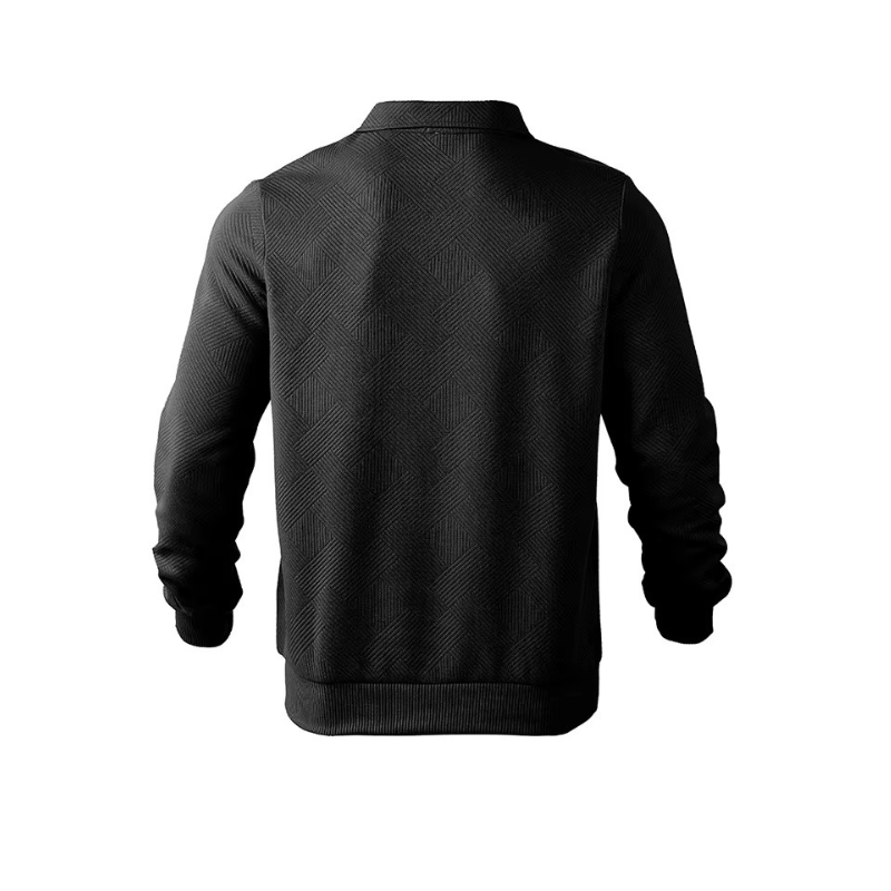 Men's Quarter-Zip Full Sleeves Waffle Polo Shirt