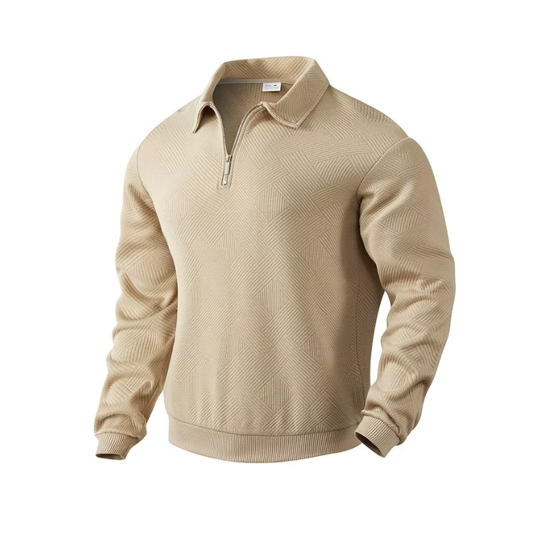 Men's Quarter-Zip Full Sleeves Waffle Polo Shirt