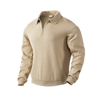 Men's Quarter-Zip Full Sleeves Waffle Polo Shirt