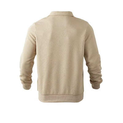 Men's Quarter-Zip Full Sleeves Waffle Polo Shirt