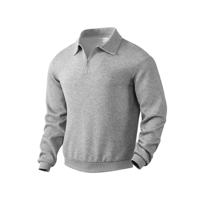 Men's Quarter-Zip Full Sleeves Waffle Polo Shirt
