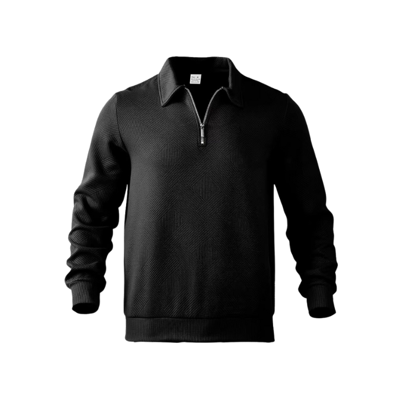 Men's Quarter-Zip Full Sleeves Waffle Polo Shirt