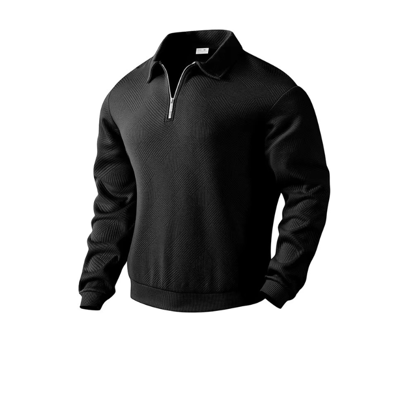 Men's Quarter-Zip Full Sleeves Waffle Polo Shirt