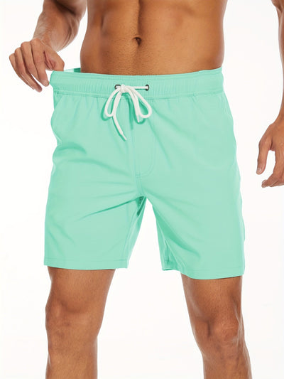 Men's Quick-Dry Drawstring Beach Shorts with Phone Pocket