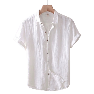 Men's Short Sleeve Button Down Linen Collared Shirt