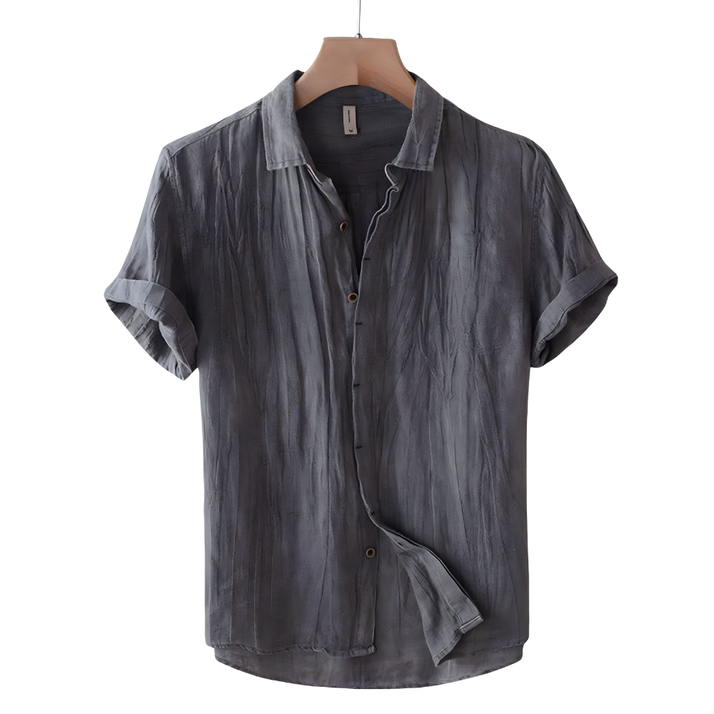 Men's Short Sleeve Button Down Linen Collared Shirt