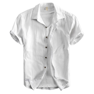 Men’s Short Sleeve Cotton Shirt with Classic Collar and Button Front