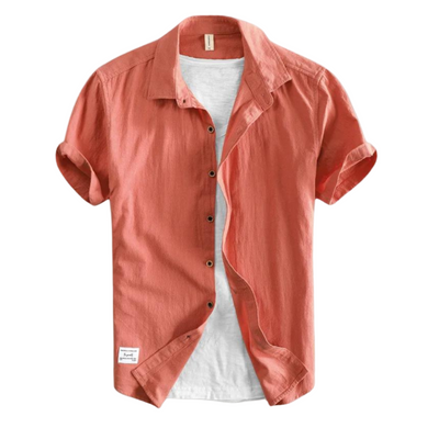 Men’s Short Sleeve Cotton Shirt with Classic Collar and Button Front
