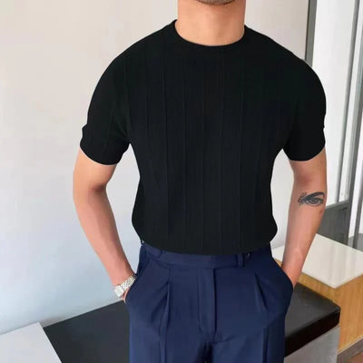 Men's Short Sleeve Round Neck Knit Shirt