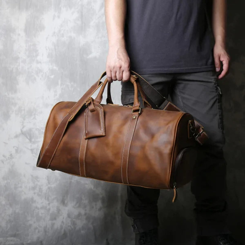 Men’s Travel Duffel Bag with Handle and Luggage Tag