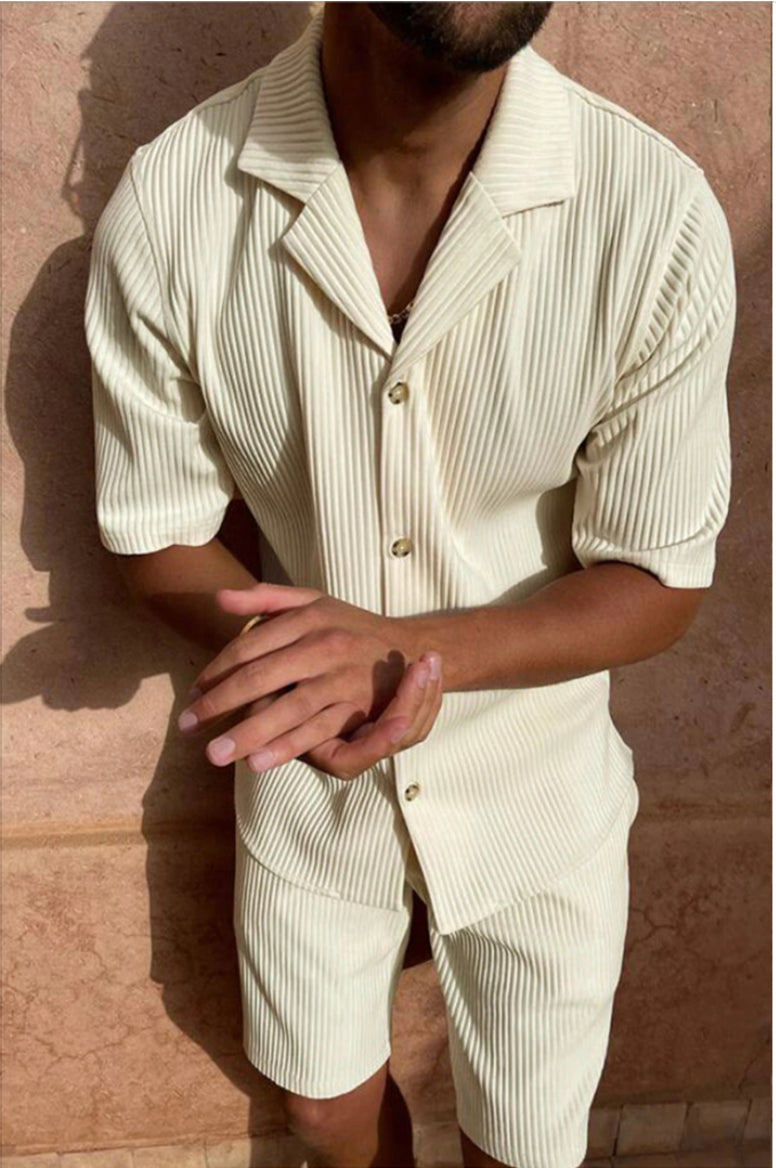 Men’s Two-Piece Summer Set with Short-Sleeve Shirt and Shorts