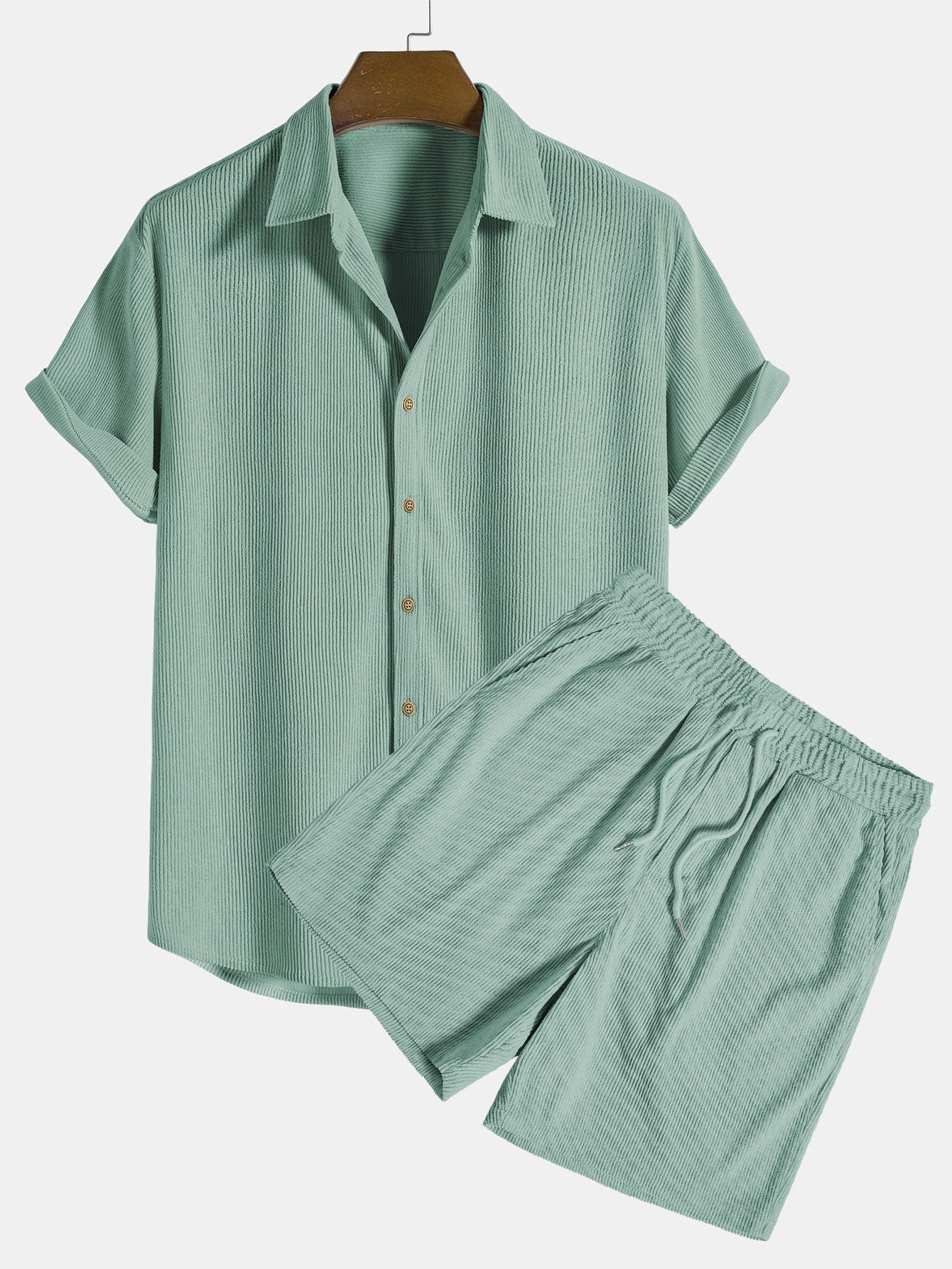 Men’s Two-Piece Summer Set with Short-Sleeve Shirt and Shorts