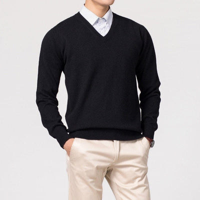 Men's V-Neck Full Sleeves Knit Classic Sweater for Winter