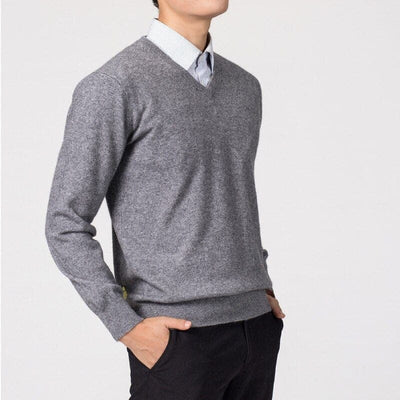 Men's V-Neck Full Sleeves Knit Classic Sweater for Winter