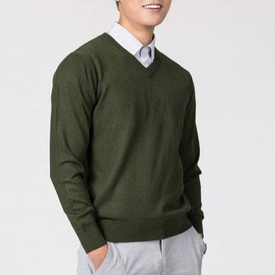 Men's V-Neck Full Sleeves Knit Classic Sweater for Winter