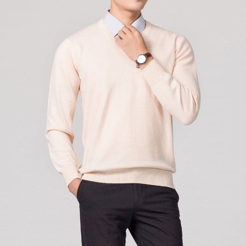 Men's V-Neck Full Sleeves Knit Classic Sweater for Winter