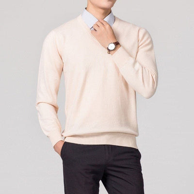 Men's V-Neck Full Sleeves Knit Classic Sweater for Winter