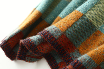 Mira | Checkerboard High Neck Wool-Look Sweater