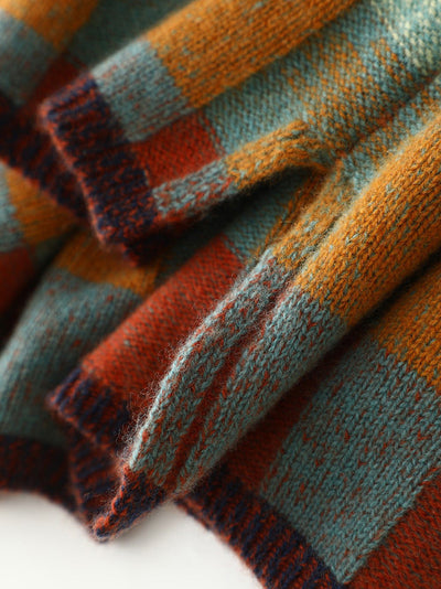 Mira | Checkerboard High Neck Wool-Look Sweater