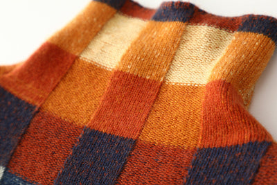 Mira | Checkerboard High Neck Wool-Look Sweater