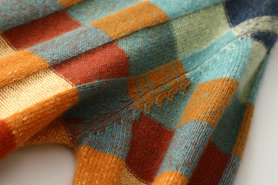 Mira | Checkerboard High Neck Wool-Look Sweater