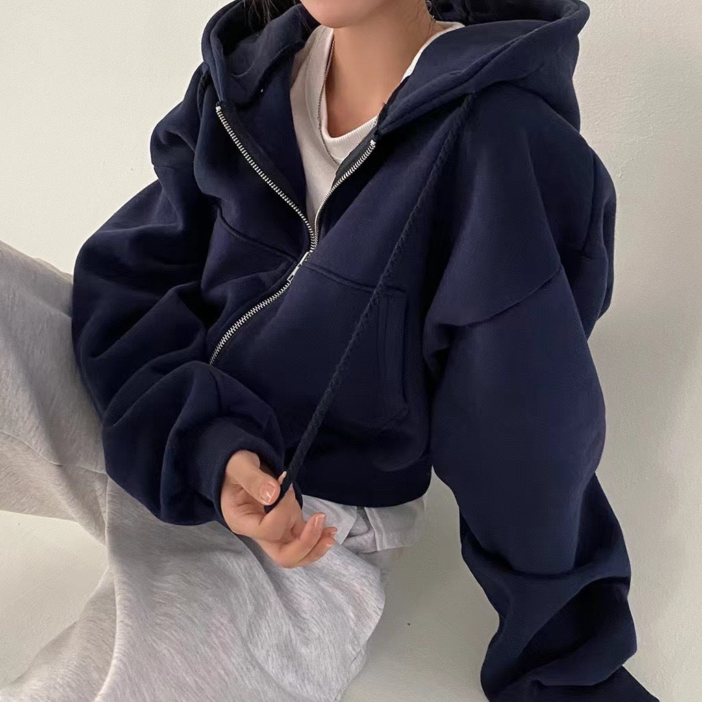 Brynlee - Warm Solid Color Hooded Sweatshirt