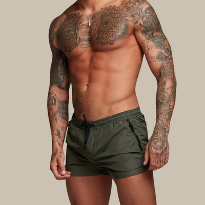 Men's Elastic Waistband Beach Sport Shorts with Drawstring