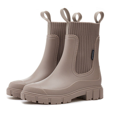Ribbed Chelsea Rain Women Ankle Winter Boots