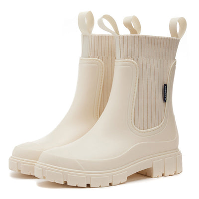 Ribbed Chelsea Rain Women Ankle Winter Boots