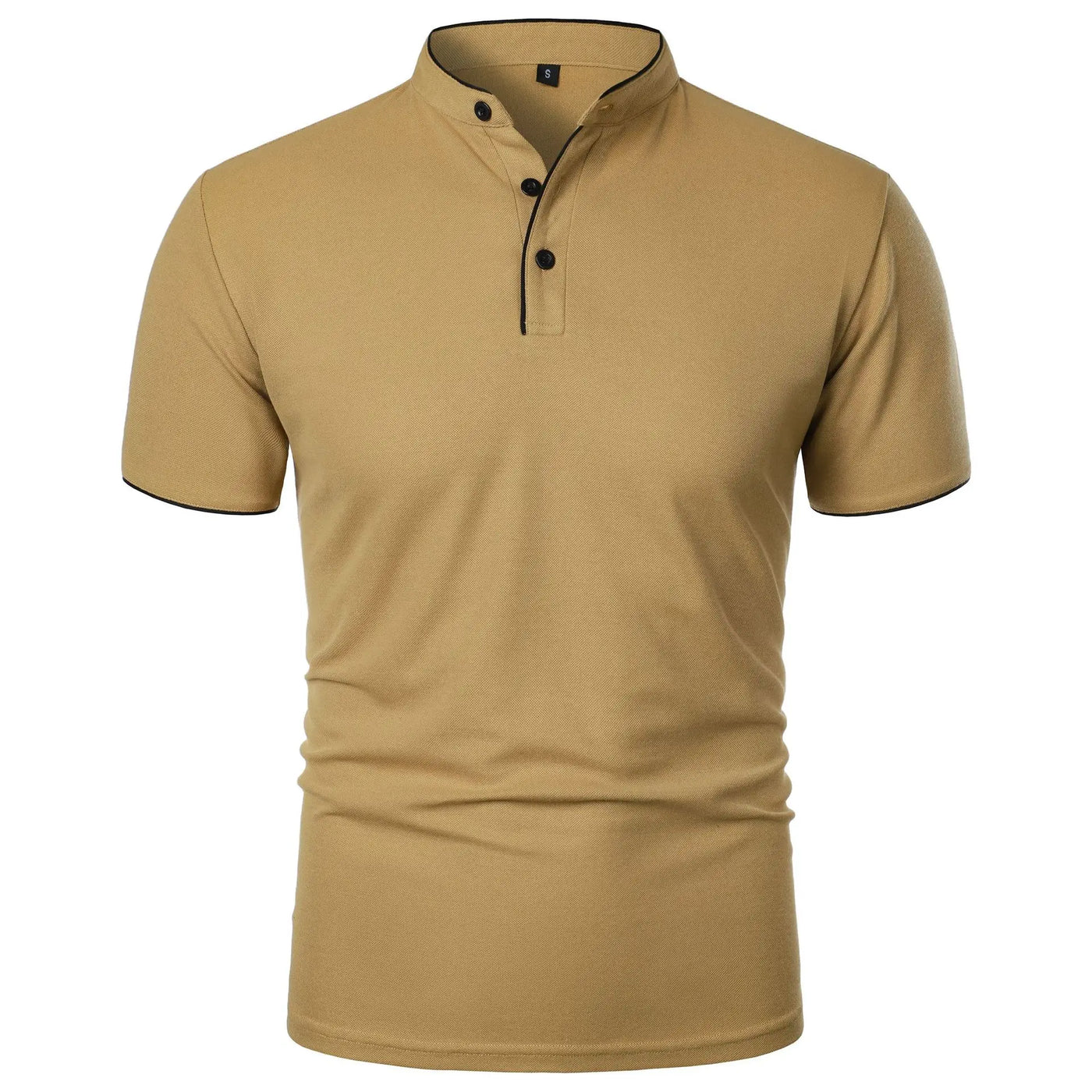 Men's Short Sleeve Polo Shirt with Button Placket
