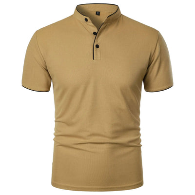 Men's Short Sleeve Polo Shirt with Button Placket