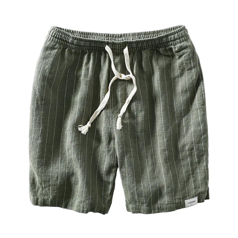 Men's Striped Drawstring Shorts with Elastic Waistband