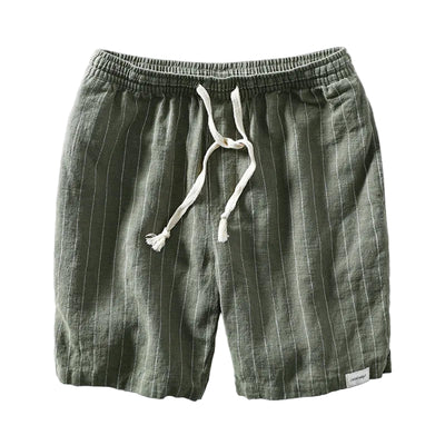 Men's Striped Drawstring Shorts with Elastic Waistband
