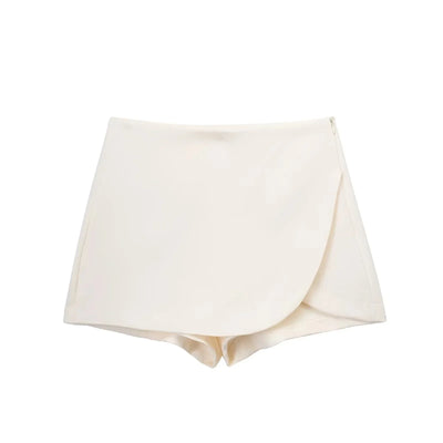 Women's High Waist Skort with Asymmetric Front and Built-In Shorts