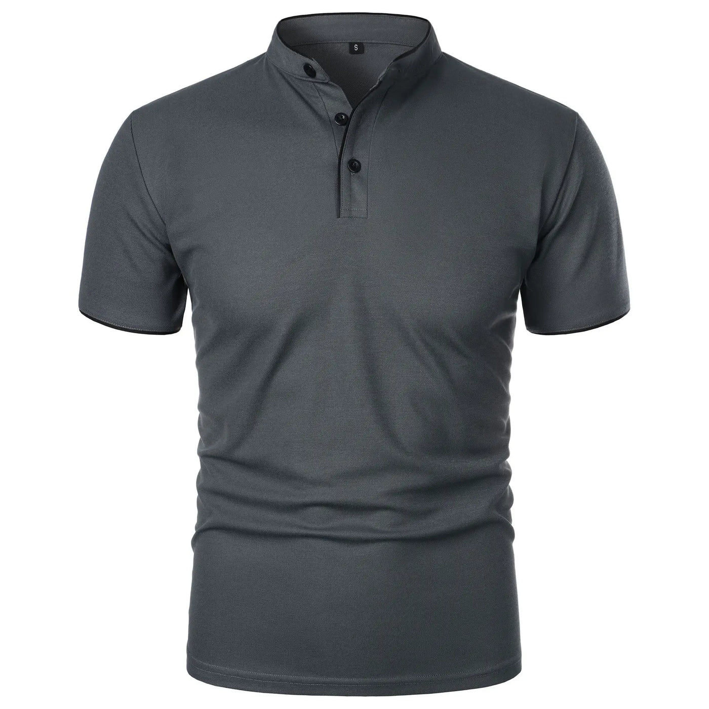 Men's Short Sleeve Polo Shirt with Button Placket