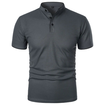 Men's Short Sleeve Polo Shirt with Button Placket