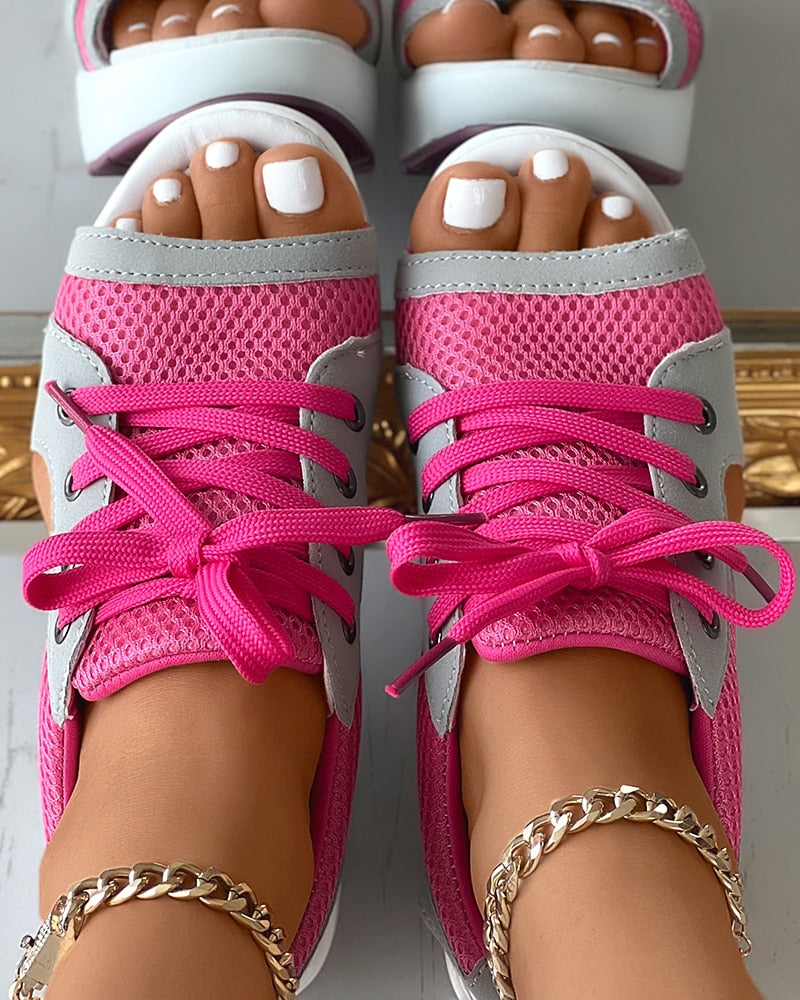 Women's Fashion Sandals with Lace-Up Front and Open Toe Design